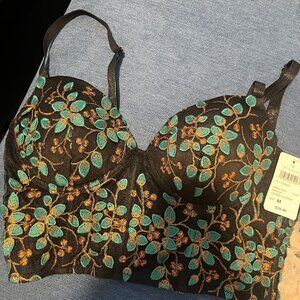 Windsor Bustier Corset Top Hunter Green Floral Detail NWT Medium